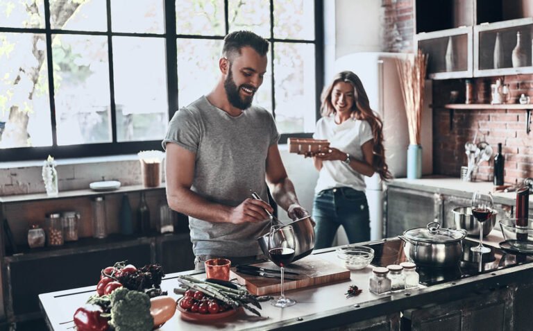 Cooking at Home with your Partner has Shown to Increase Happiness and Let you Both Bond