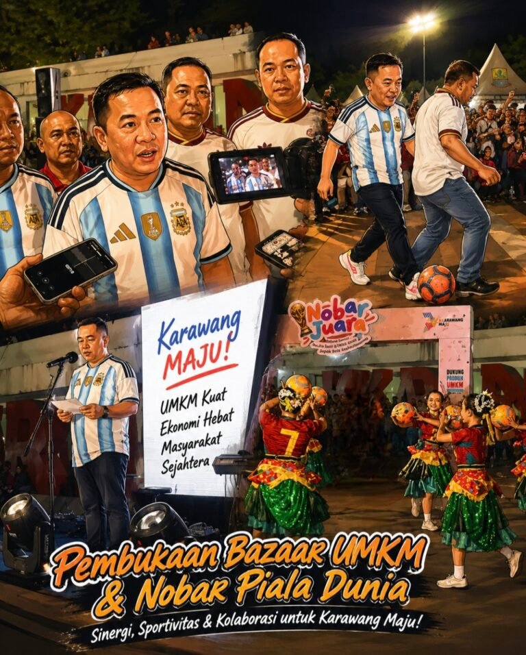 Bupati Aep Resmikan Nobar Piala Dunia dan Bazar UMKM Karawang, Dorong Ekonomi Lokal dan Kebersamaan Masyarakat   