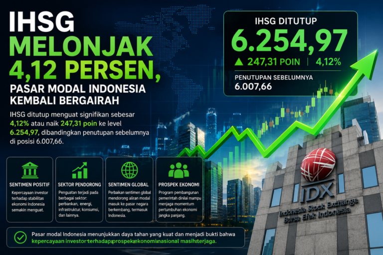 IHSG Melonjak 4,12 Persen, Pasar Modal Indonesia Kembali Bergairah     IHSG